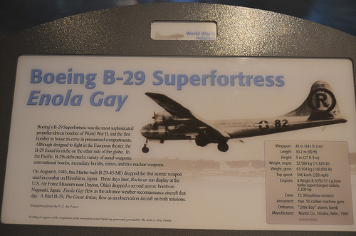 Steven F. Udvar-Hazy Center: B-29 Superfortress “Enola Gay” caption